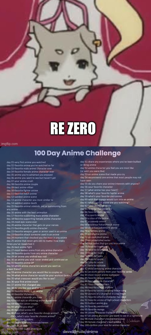 Day 73 | RE ZERO | image tagged in 100 day anime challenge | made w/ Imgflip meme maker