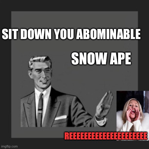 Kill Yourself Guy | SIT DOWN YOU ABOMINABLE; SNOW APE; REEEEEEEEEEEEEEEEEEEEE | image tagged in memes,kill yourself guy | made w/ Imgflip meme maker