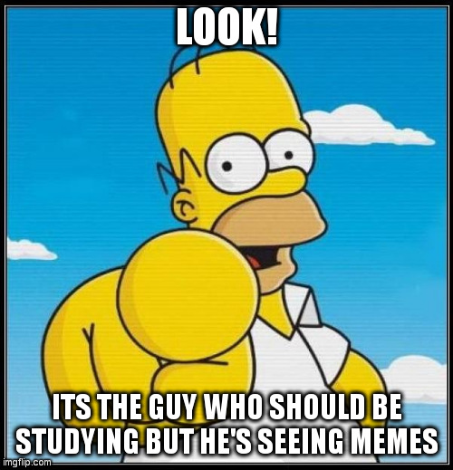 Yes or no? | LOOK! ITS THE GUY WHO SHOULD BE STUDYING BUT HE'S SEEING MEMES | image tagged in homer simpson ultimate,studies | made w/ Imgflip meme maker