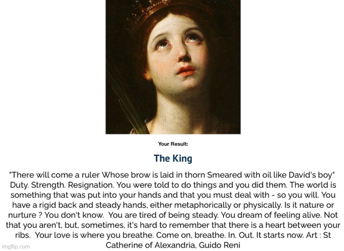 Did you already took the soldier, poet, king test? | image tagged in king,test,personality | made w/ Imgflip meme maker