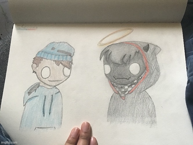 Today at school I drew some skephalo fanart :P bad’s face took so long and you can’t even see the shading wich took longest -_- | image tagged in drawing | made w/ Imgflip meme maker