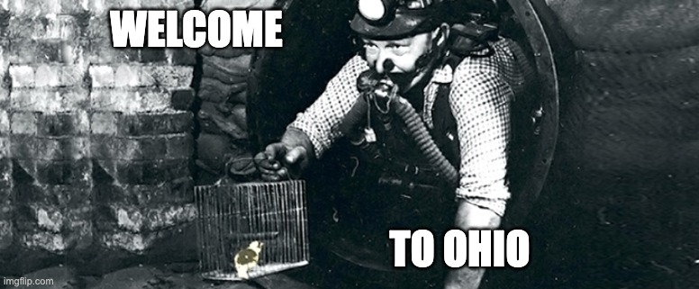 Canaries | WELCOME; TO OHIO | image tagged in ohio,train,toxic | made w/ Imgflip meme maker