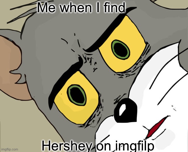 Unsettled Tom Meme | Me when I find; Hershey on imgfilp | image tagged in memes,unsettled tom | made w/ Imgflip meme maker