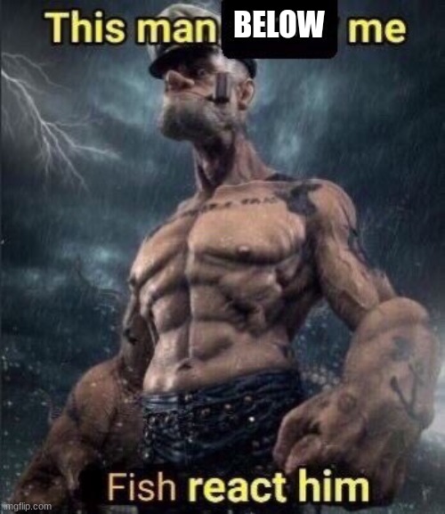 this man above me fish react him | BELOW | image tagged in this man above me fish react him | made w/ Imgflip meme maker