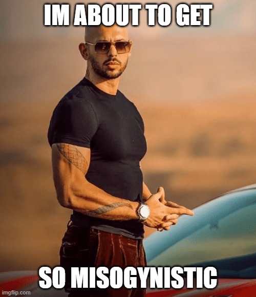 Andrew Tate | IM ABOUT TO GET; SO MISOGYNISTIC | image tagged in andrew tate | made w/ Imgflip meme maker