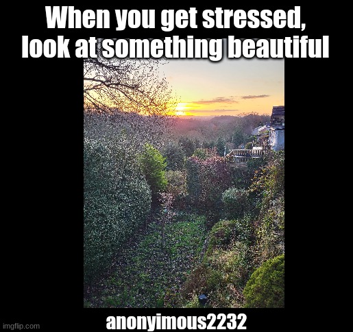 Look at something beautiful | When you get stressed, look at something beautiful; anonyimous2232 | image tagged in stress | made w/ Imgflip meme maker