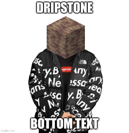 Dripstone, Bottom Text | DRIPSTONE; BOTTOM TEXT | image tagged in goku drip,minecraft,dripstone,memes,funny | made w/ Imgflip meme maker