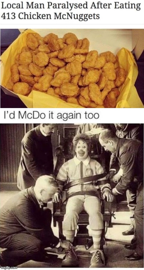 RONALD McDONALD IS A SERIAL KILLER! | image tagged in ronald mcdonald,chicken nuggets,dark humor | made w/ Imgflip meme maker