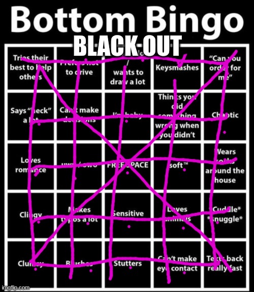 Bottom Bingo | BLACK OUT | image tagged in bottom bingo | made w/ Imgflip meme maker