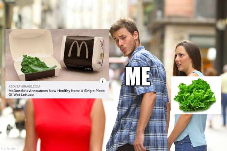 i love Mc Wettuce | ME | image tagged in memes,distracted boyfriend | made w/ Imgflip meme maker