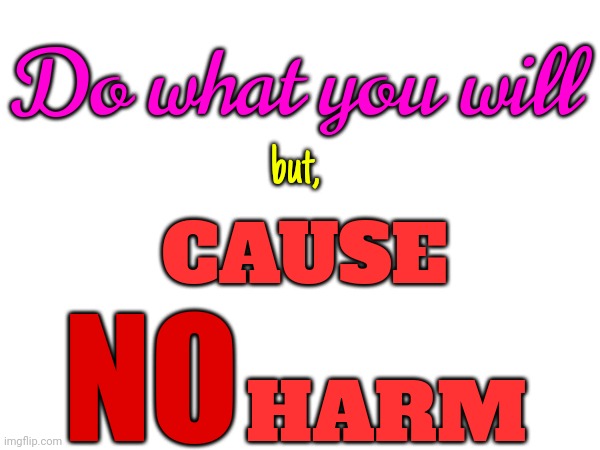 There's Really Only One Rule | Do what you will; but, CAUSE
 
       HARM; NO | image tagged in memes,harm none,cause no harm,be kind,be mindful,try | made w/ Imgflip meme maker