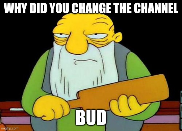 That's a paddlin' Meme | WHY DID YOU CHANGE THE CHANNEL; BUD | image tagged in memes,that's a paddlin' | made w/ Imgflip meme maker