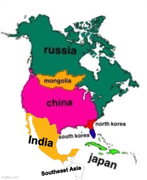 Map of North America but it’s East Asia | image tagged in map of north america but it s east asia | made w/ Imgflip meme maker