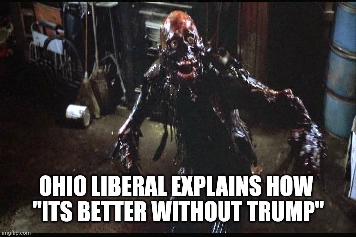 OHIO LIBERAL EXPLAINS HOW 
"ITS BETTER WITHOUT TRUMP" | image tagged in funny memes | made w/ Imgflip meme maker