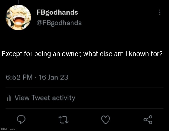 . | Except for being an owner, what else am I known for? | image tagged in pie charts | made w/ Imgflip meme maker