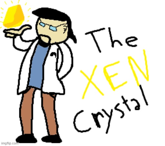 I drew Gordon Freeman in MS Paint holding the XEN Crystal | made w/ Imgflip meme maker