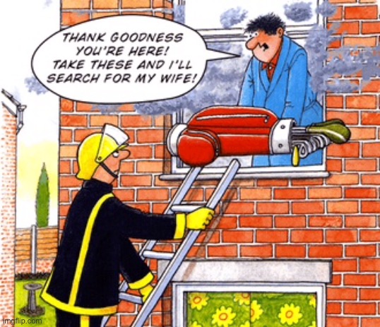Fire service | image tagged in fire,thank goodness you are here,take these,i will search for wife,comics | made w/ Imgflip meme maker