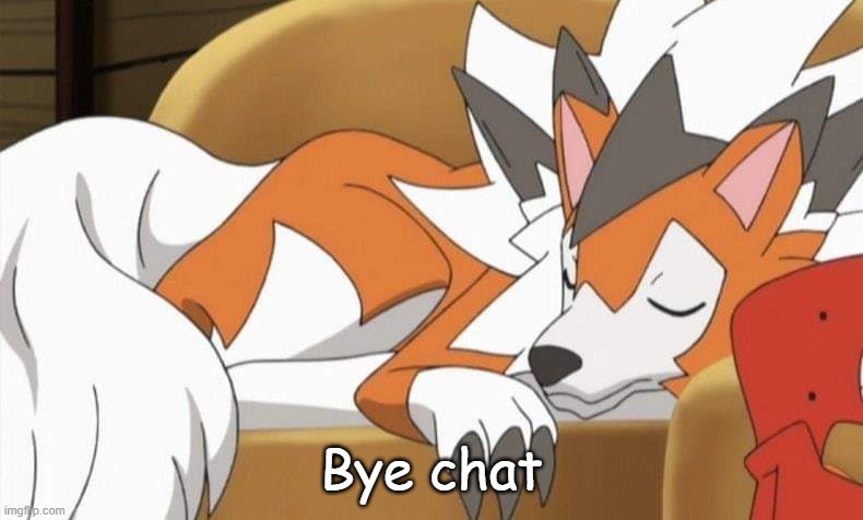 Lycanroc | Bye chat | image tagged in lycanroc | made w/ Imgflip meme maker