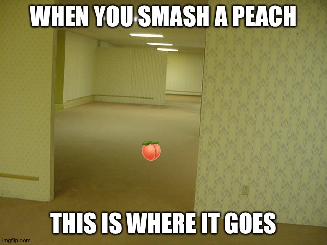 The Backrooms | WHEN YOU SMASH A PEACH; THIS IS WHERE IT GOES | image tagged in the backrooms | made w/ Imgflip meme maker