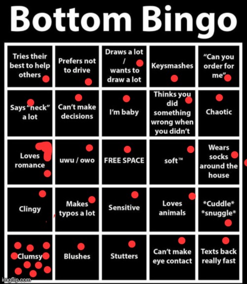 I'm very clumsy | image tagged in bottom bingo | made w/ Imgflip meme maker