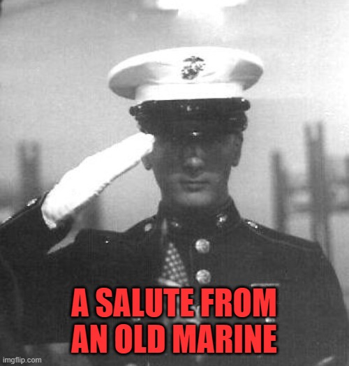 Out F**king Standing!!! | A SALUTE FROM AN OLD MARINE | image tagged in out f king standing | made w/ Imgflip meme maker