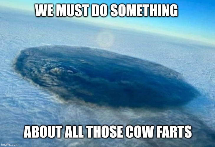 Cow farts | WE MUST DO SOMETHING; ABOUT ALL THOSE COW FARTS | image tagged in chemicals,cloud,meme,cow,farts | made w/ Imgflip meme maker