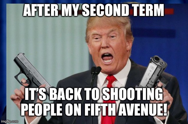 AFTER MY SECOND TERM IT’S BACK TO SHOOTING PEOPLE ON FIFTH AVENUE! | made w/ Imgflip meme maker