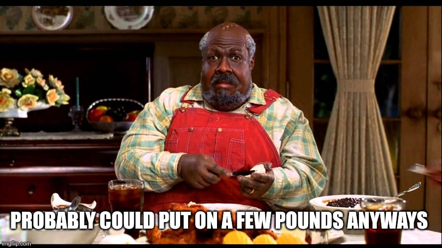 Cletus Klump nutty professor | PROBABLY COULD PUT ON A FEW POUNDS ANYWAYS | image tagged in cletus klump nutty professor | made w/ Imgflip meme maker