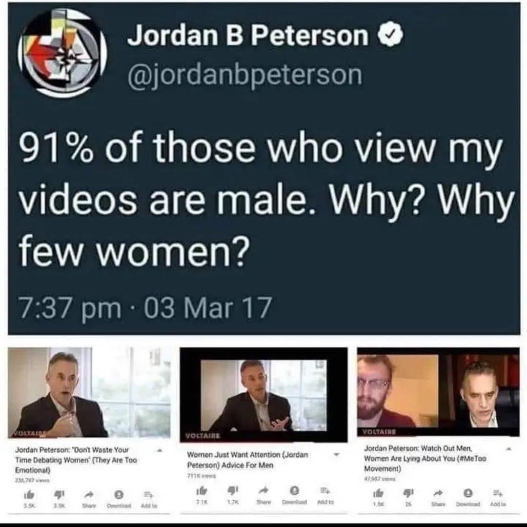 High Quality Jordan Peterson why few women Blank Meme Template