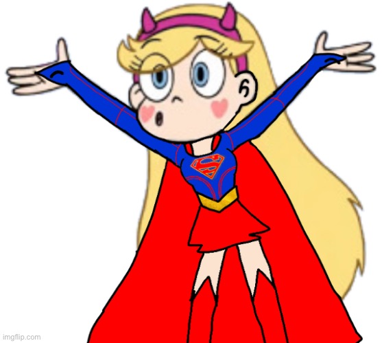 I’ve made this while i was at a bus | image tagged in supergirl,star butterfly,fanart,memes,svtfoe,star vs the forces of evil | made w/ Imgflip meme maker
