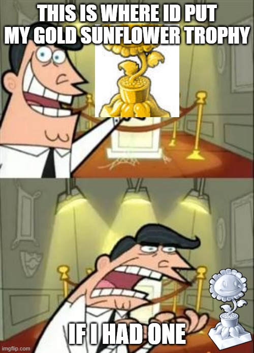 This Is Where I'd Put My Trophy If I Had One | THIS IS WHERE ID PUT MY GOLD SUNFLOWER TROPHY; IF I HAD ONE | image tagged in memes,this is where i'd put my trophy if i had one | made w/ Imgflip meme maker