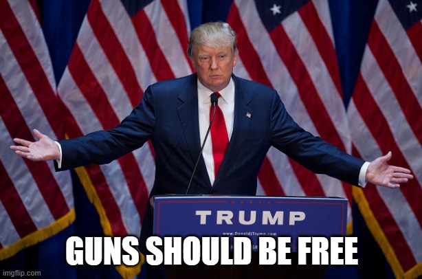 Donald Trump | GUNS SHOULD BE FREE | image tagged in donald trump | made w/ Imgflip meme maker
