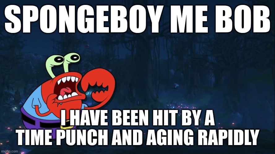 SPONGEBOY ME BOB; I HAVE BEEN HIT BY A TIME PUNCH AND AGING RAPIDLY | made w/ Imgflip meme maker