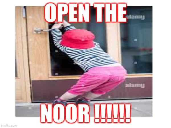 open the noor | OPEN THE; NOOR !!!!!! | image tagged in funny,memes,fyp | made w/ Imgflip meme maker