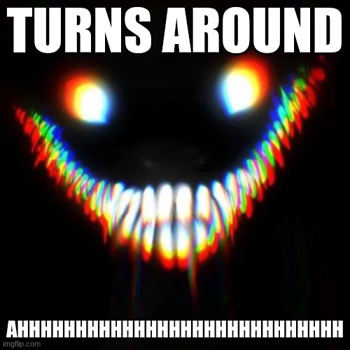 smiler | TURNS AROUND; AHHHHHHHHHHHHHHHHHHHHHHHHHHHH | image tagged in smiler | made w/ Imgflip meme maker