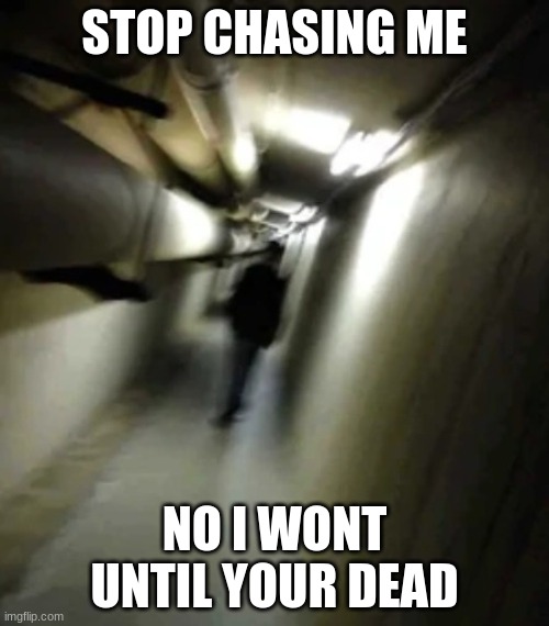 Shadow Man Chasing | STOP CHASING ME; NO I WONT UNTIL YOUR DEAD | image tagged in shadow man chasing | made w/ Imgflip meme maker