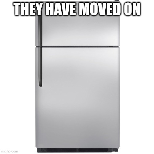 Refrigerator Meme | THEY HAVE MOVED ON | image tagged in refrigerator meme | made w/ Imgflip meme maker
