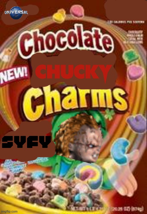 chocolate chucky charms | image tagged in memes,chucky,universal studios,cereal | made w/ Imgflip meme maker