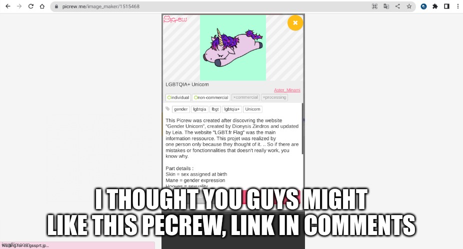 :> | I THOUGHT YOU GUYS MIGHT LIKE THIS PECREW, LINK IN COMMENTS | image tagged in lgbtq | made w/ Imgflip meme maker