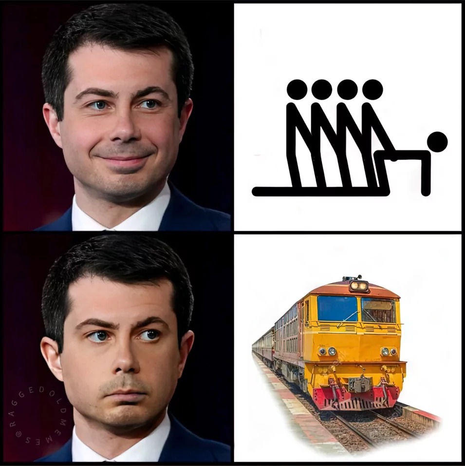 BootyPlug's idea of what a train is. | image tagged in petey buttplug,pete buttigieg,butt sex,anal sex,pulling a train,grand old memes | made w/ Imgflip meme maker