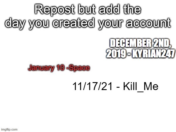 DECEMBER 2ND, 2019 - KYRIAN247 | made w/ Imgflip meme maker