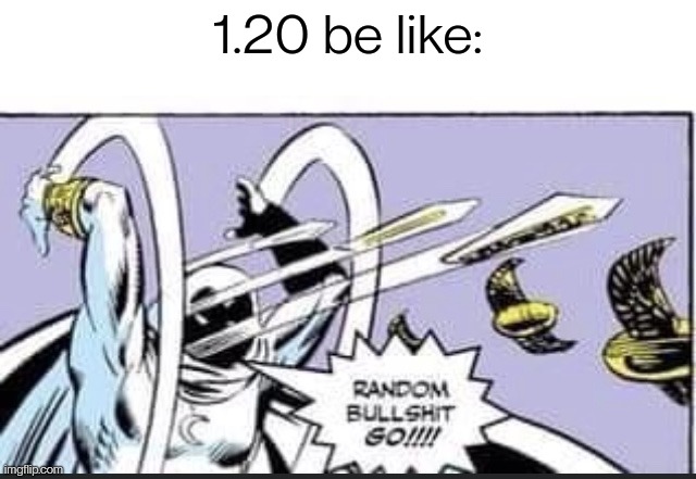 It's good, but still random | 1.20 be like: | image tagged in random bullshit go | made w/ Imgflip meme maker