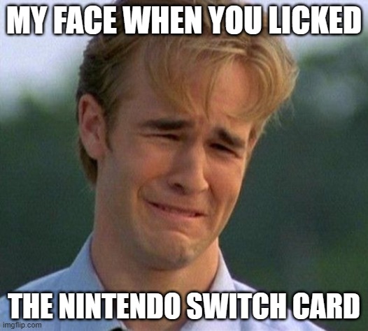 1990s First World Problems Meme | MY FACE WHEN YOU LICKED; THE NINTENDO SWITCH CARD | image tagged in memes,1990s first world problems | made w/ Imgflip meme maker