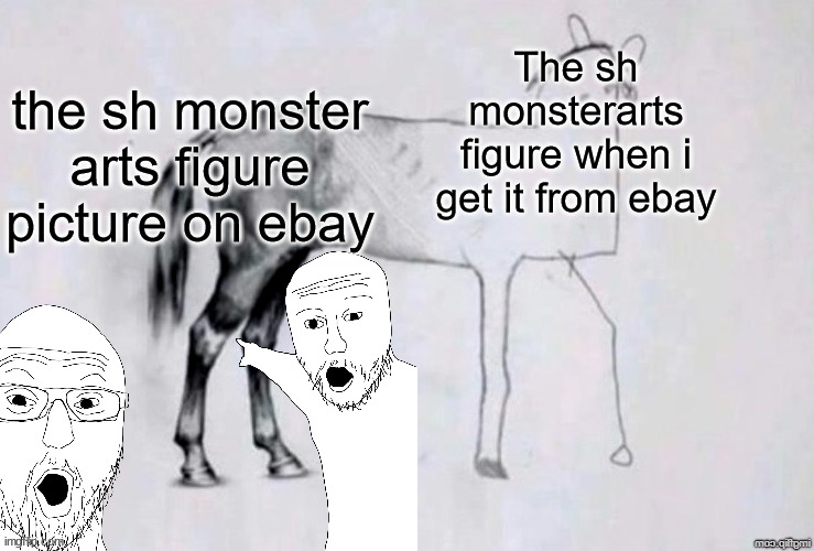 T r u e | The sh monsterarts figure when i get it from ebay; the sh monster arts figure picture on ebay | image tagged in gadzooki,godzilla | made w/ Imgflip meme maker