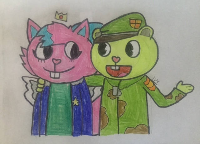 flippy and kitty drawn by luv Blank Meme Template