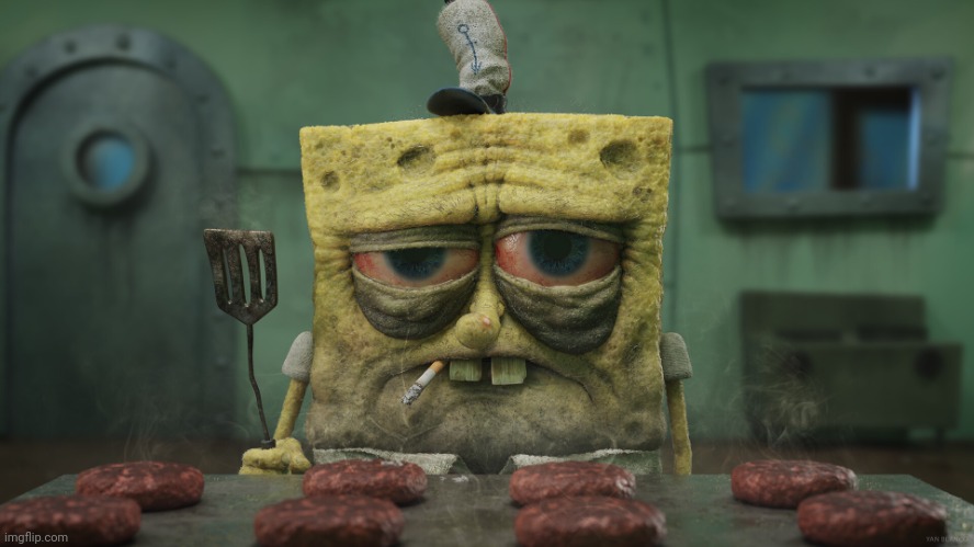 realistic tired spongebob | image tagged in realistic tired spongebob | made w/ Imgflip meme maker