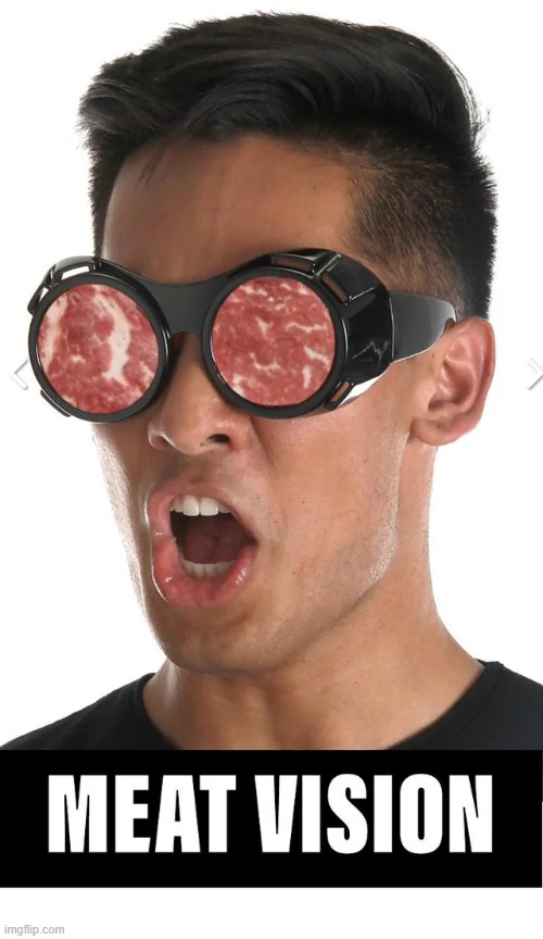 Meat vision | image tagged in meat,vision,random,memes,funny,surreal | made w/ Imgflip meme maker