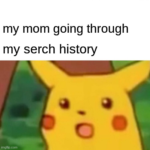 my mom | my mom going through; my serch history | image tagged in memes,surprised pikachu | made w/ Imgflip meme maker