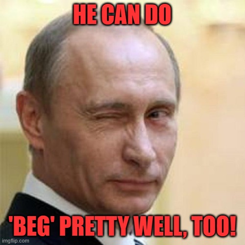 Putin Winking | HE CAN DO 'BEG' PRETTY WELL, TOO! | image tagged in putin winking | made w/ Imgflip meme maker