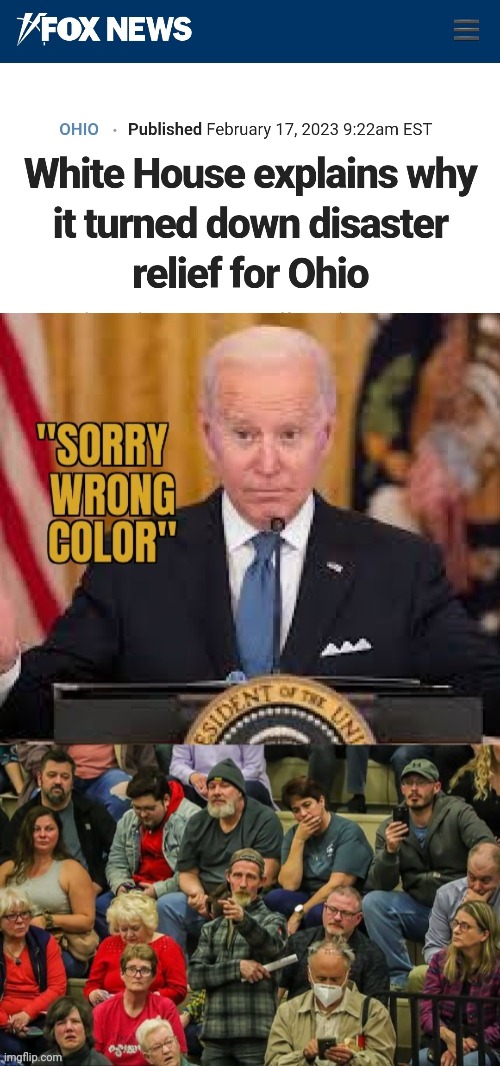 ONE OF THESE THINGS ARE NOT LIKE THE OTHER | image tagged in joe biden,ohio,train disaster,racist excuse | made w/ Imgflip meme maker